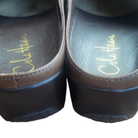 Cole Haan Nike Air Brown Leather Slip On Slide Mule Shoe Loafer Clog Women 8.5 - Picture 15 of 16